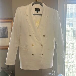 J. Crew Gold Button White Blazer with Textured Fabric